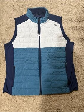 Rhoback Navy, White & Teal Quilted Performance Vest